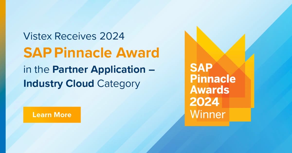 Vistex Receives 2024 SAP Pinnacle Award in the Partner Application – Industry Cloud Category