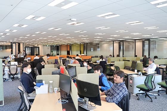 Office work area side view