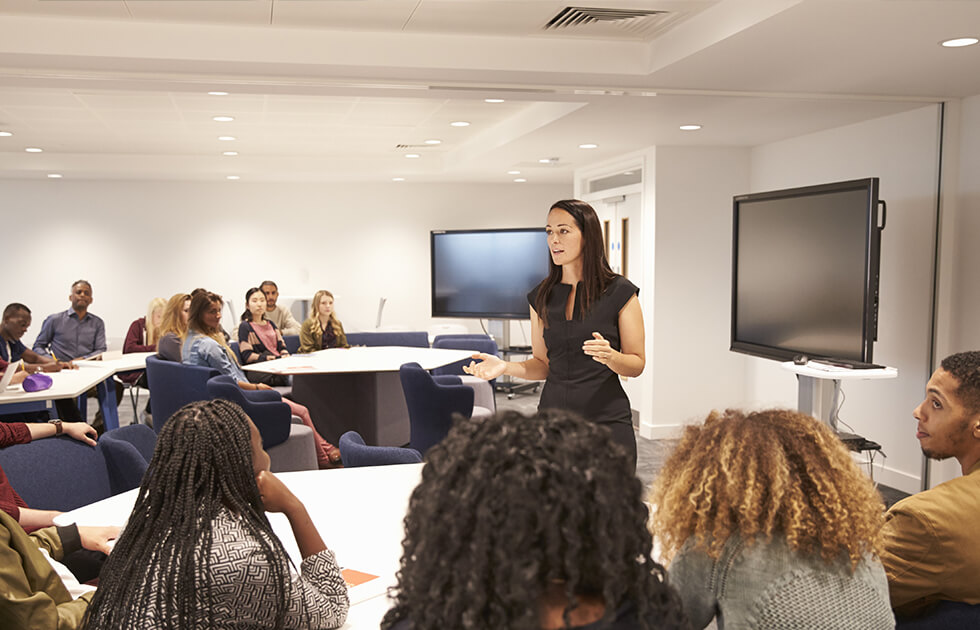 Business woman giving a presentation